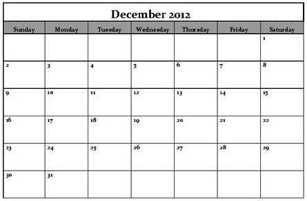 Monthly Calendar  2012 on Monthly Calendar December2012 Jpg
